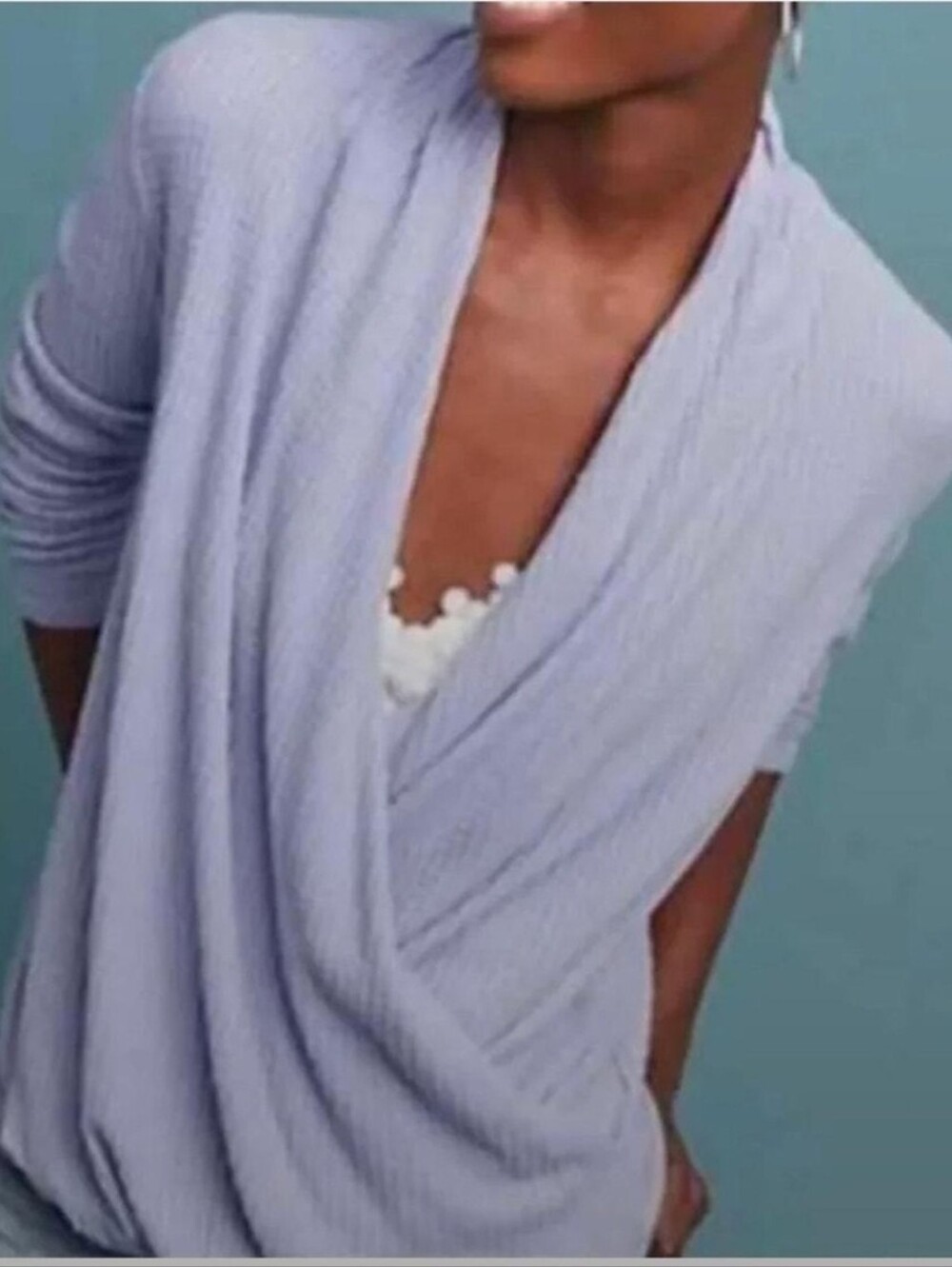 Anthropologie Akemi + Kin Lilac waffle knit wrap-style top crossover drape